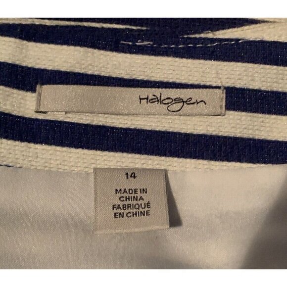 Halogen Womens Blue White Striped Straight Pencil Skirt Size 14 Lined Classy - Picture 15 of 16